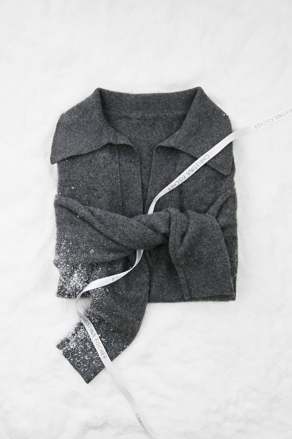 GRAY CASHMERE POLO SWEATER