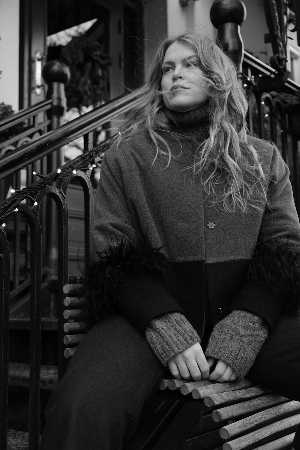 COLOR BLOCKING WOOL JACKET