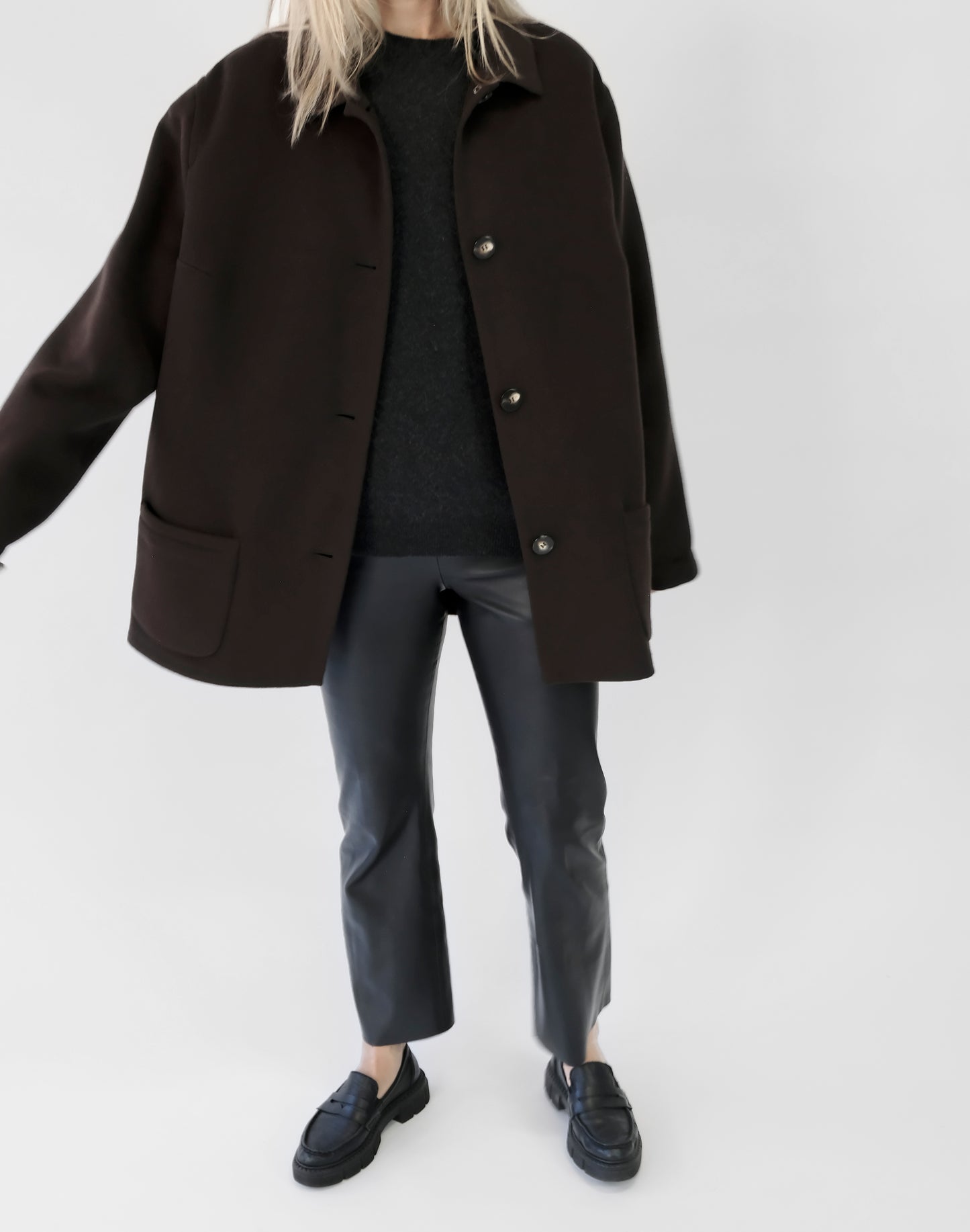CHOCOLATE BROWN LAMBSWOOL JACKET
