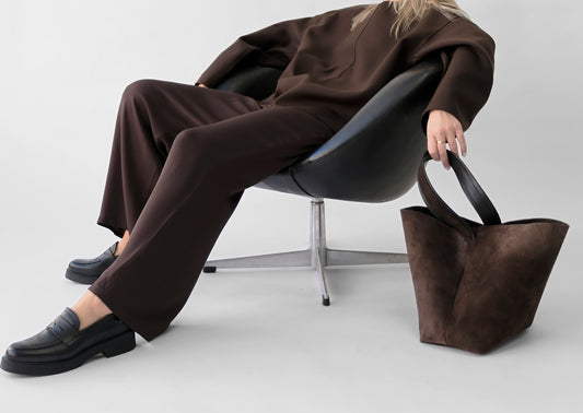 WALNUT BROWN SUEDE TOTE BAG