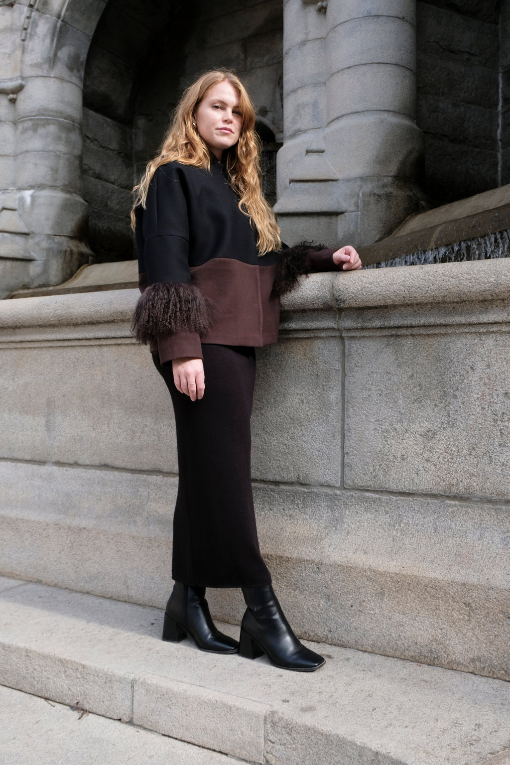 COLOR BLOCKING WOOL JACKET
