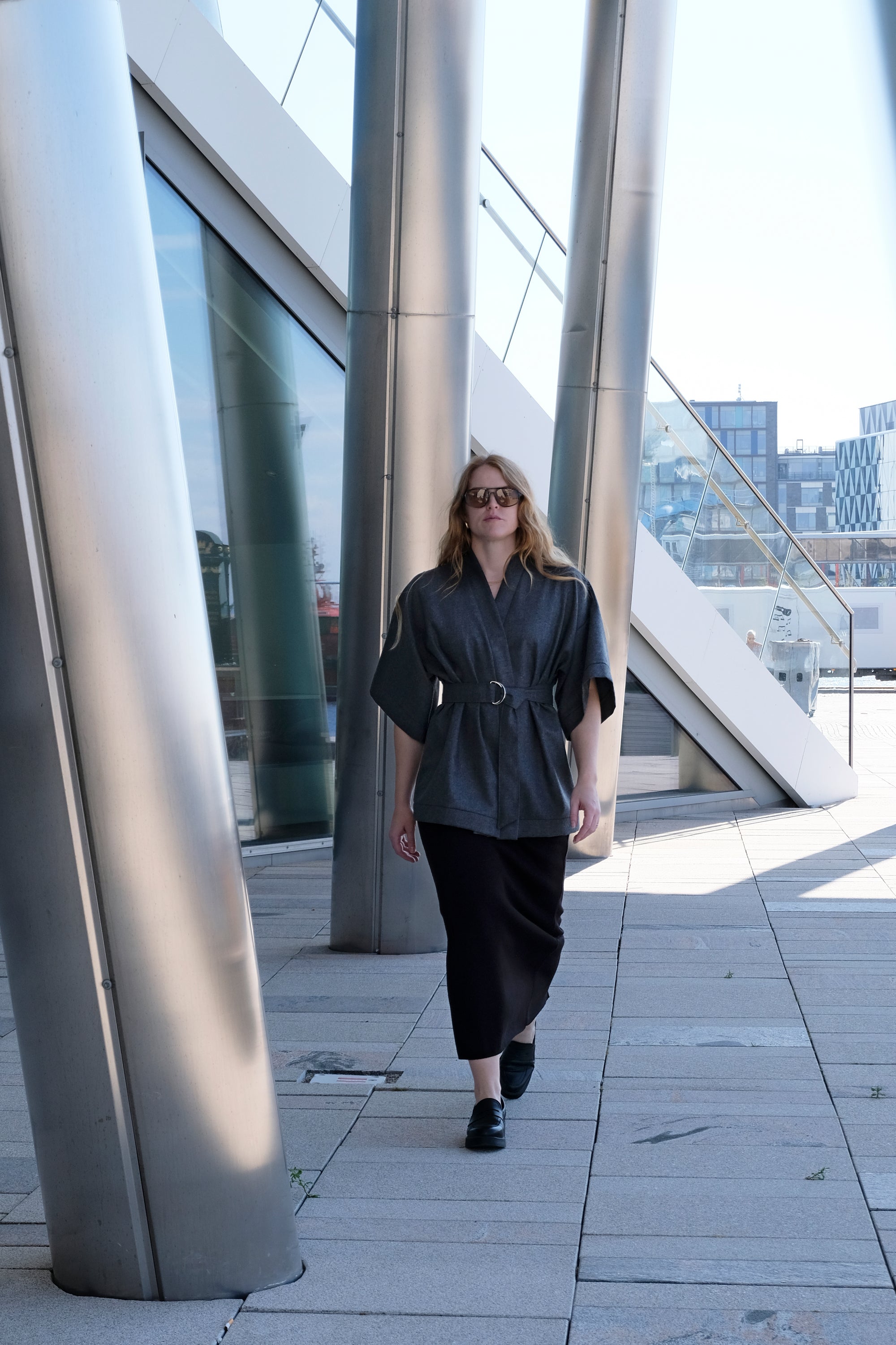 DARK GRAY WOOL KIMONO
