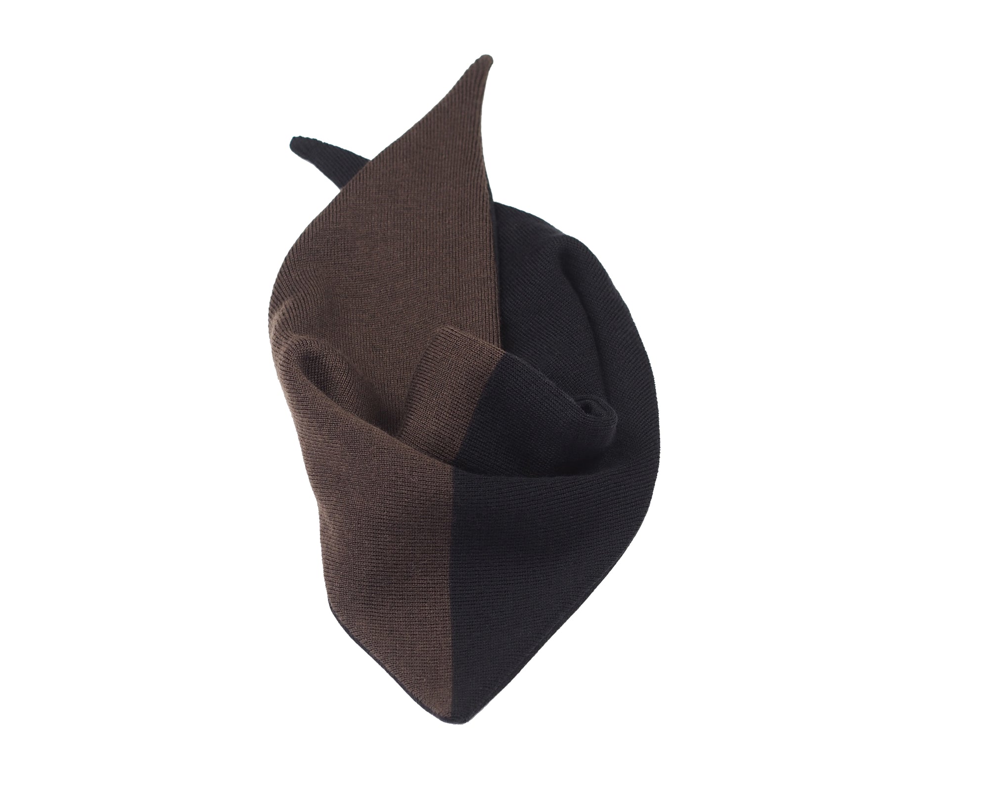 COLOR-BLOCKING WOOL TRIANGLE BANDANA SCARF