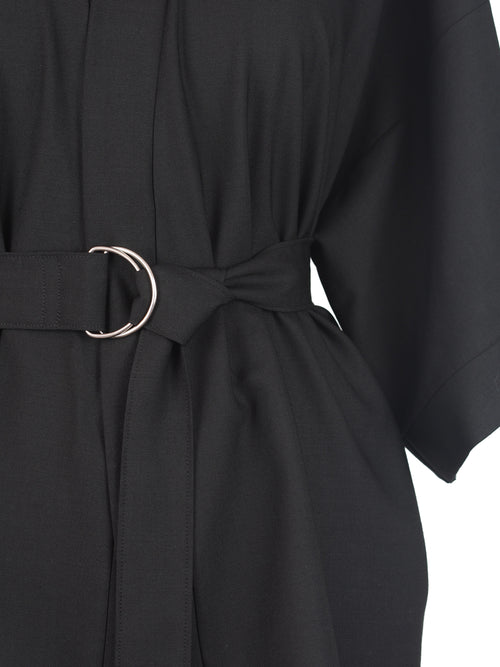 BLACK WOOL KIMONO