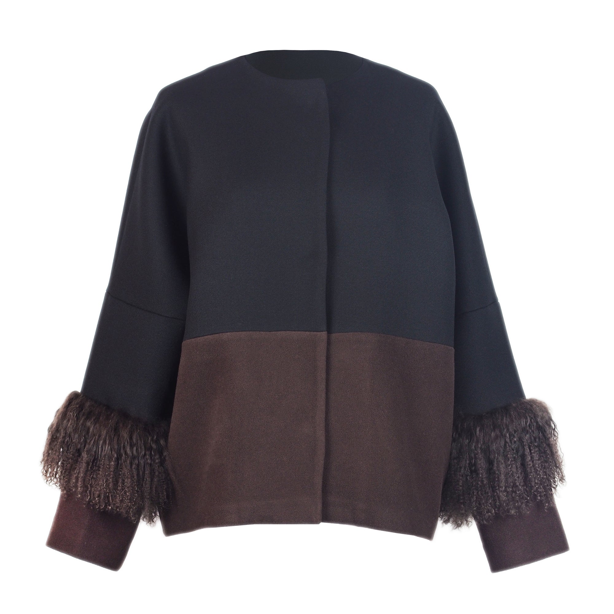 COLOR BLOCKING WOOL JACKET