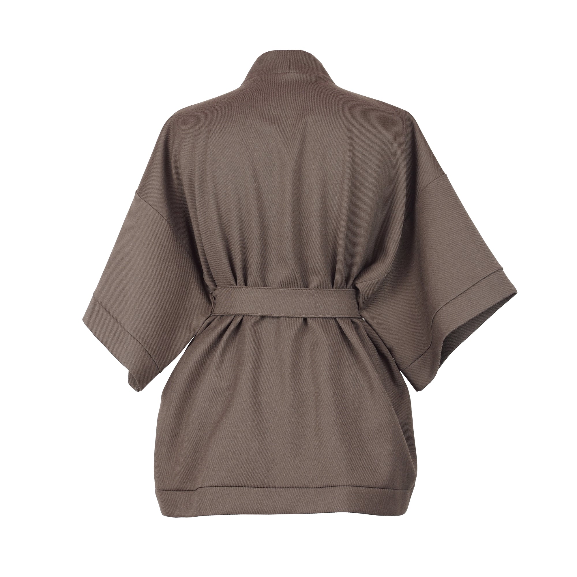 BROWN WOOL KIMONO