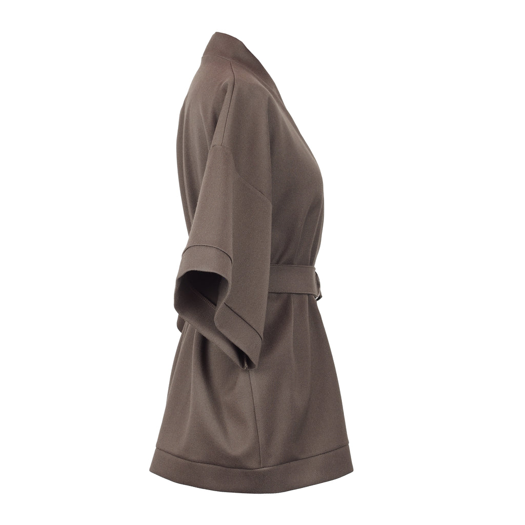 BROWN WOOL KIMONO