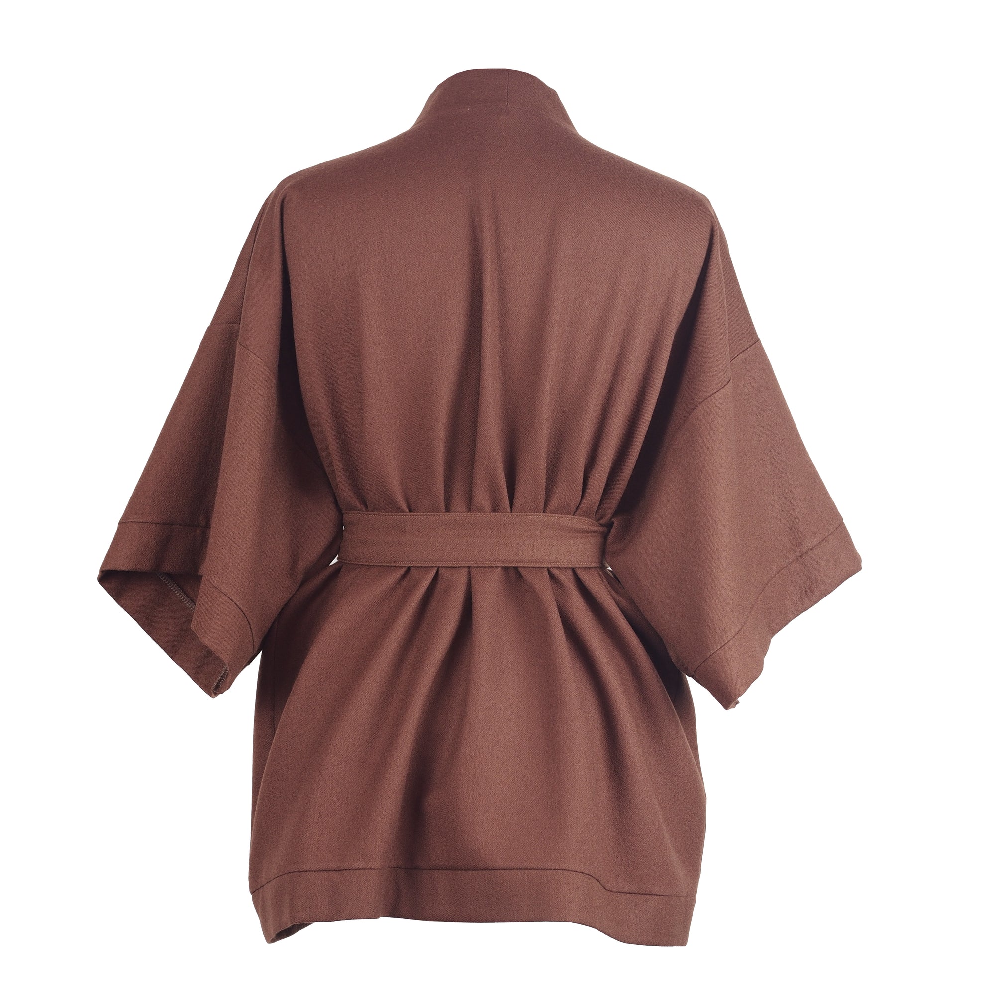CHESTNUT BROWN WOOL KIMONO