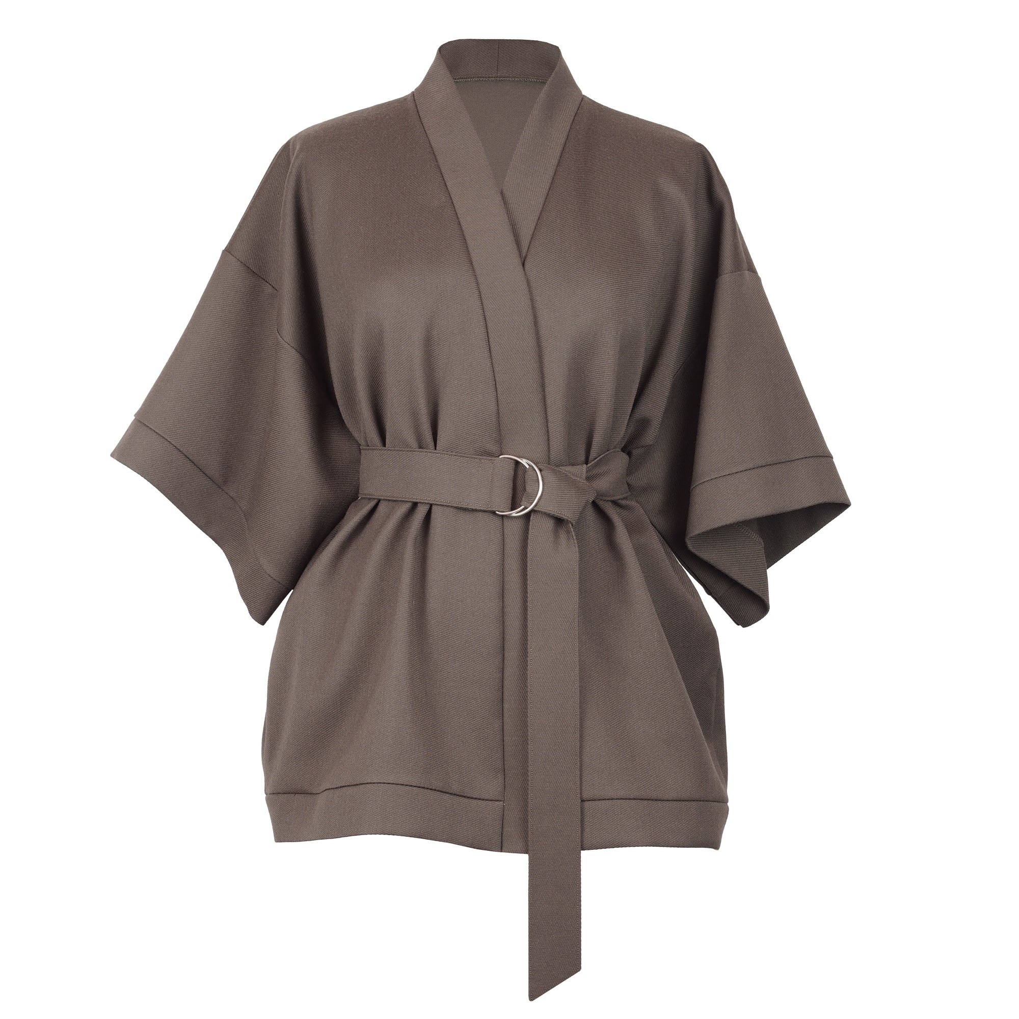 BROWN WOOL KIMONO