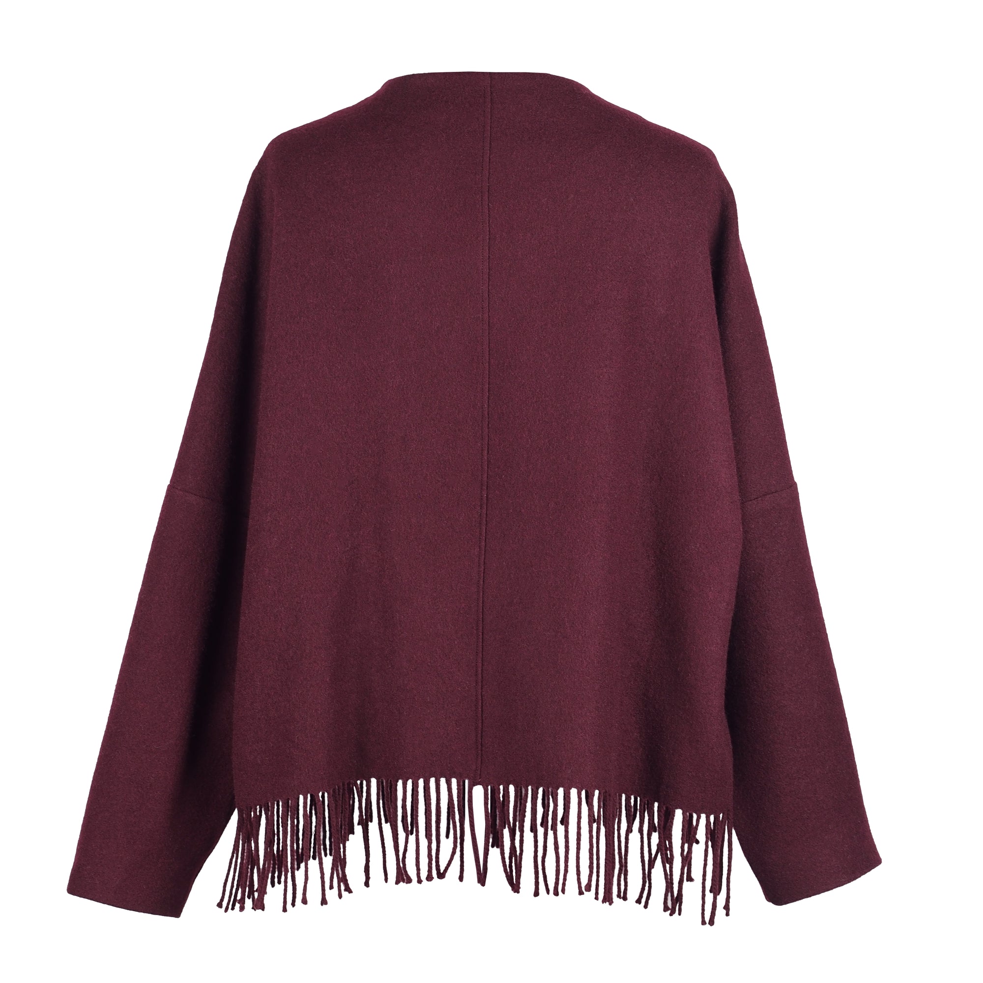 UPCYCLED BURGUNDY FRINGE JACKET