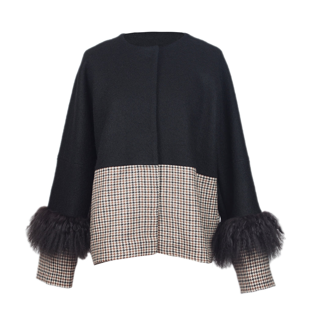 COLOR BLOCKING WOOL JACKET