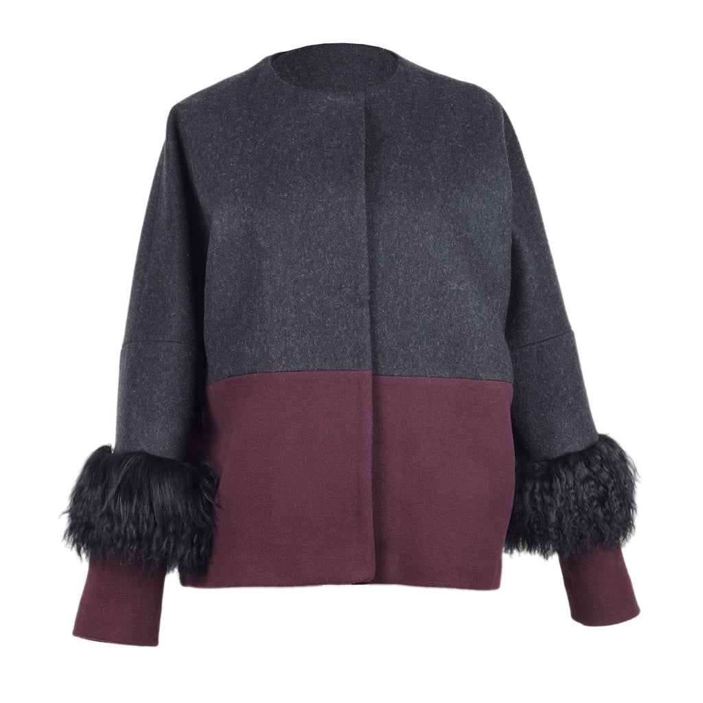 COLOR BLOCKING WOOL JACKET