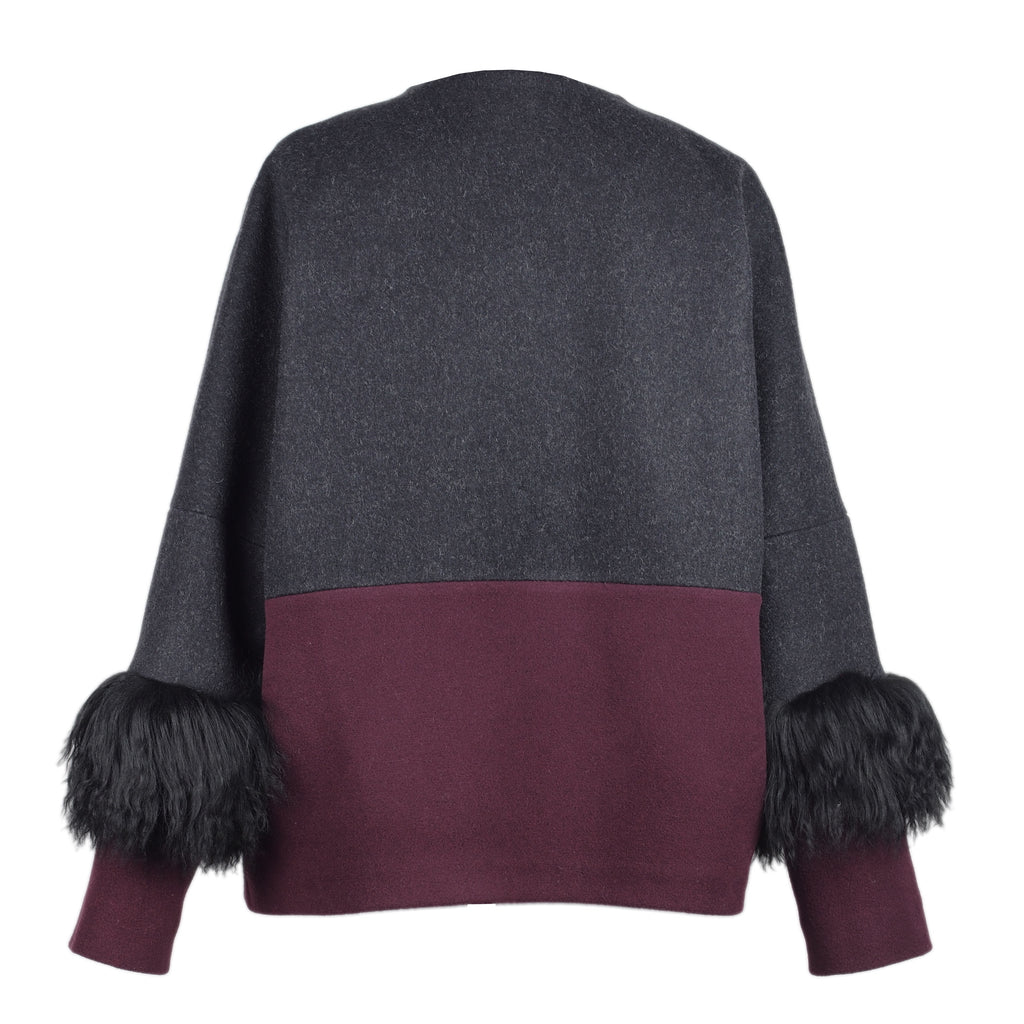 COLOR BLOCKING WOOL JACKET