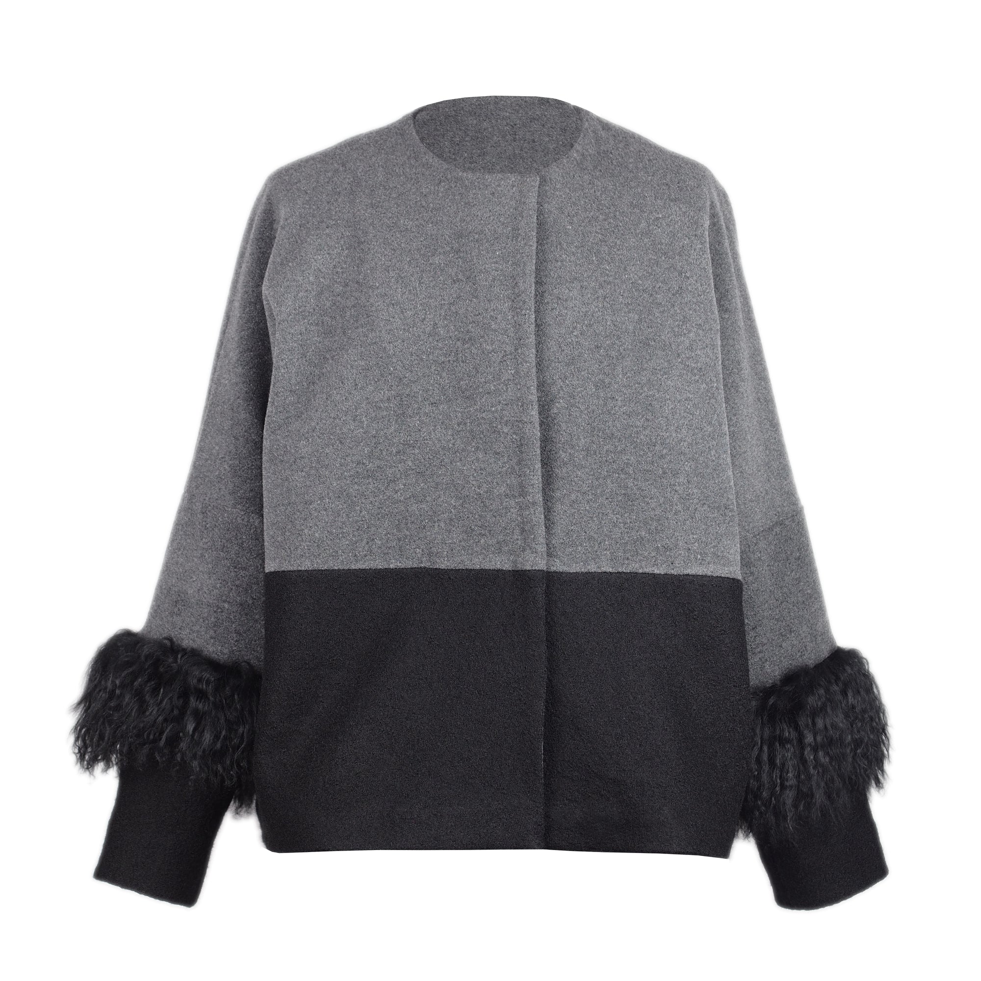 COLOR BLOCKING WOOL JACKET