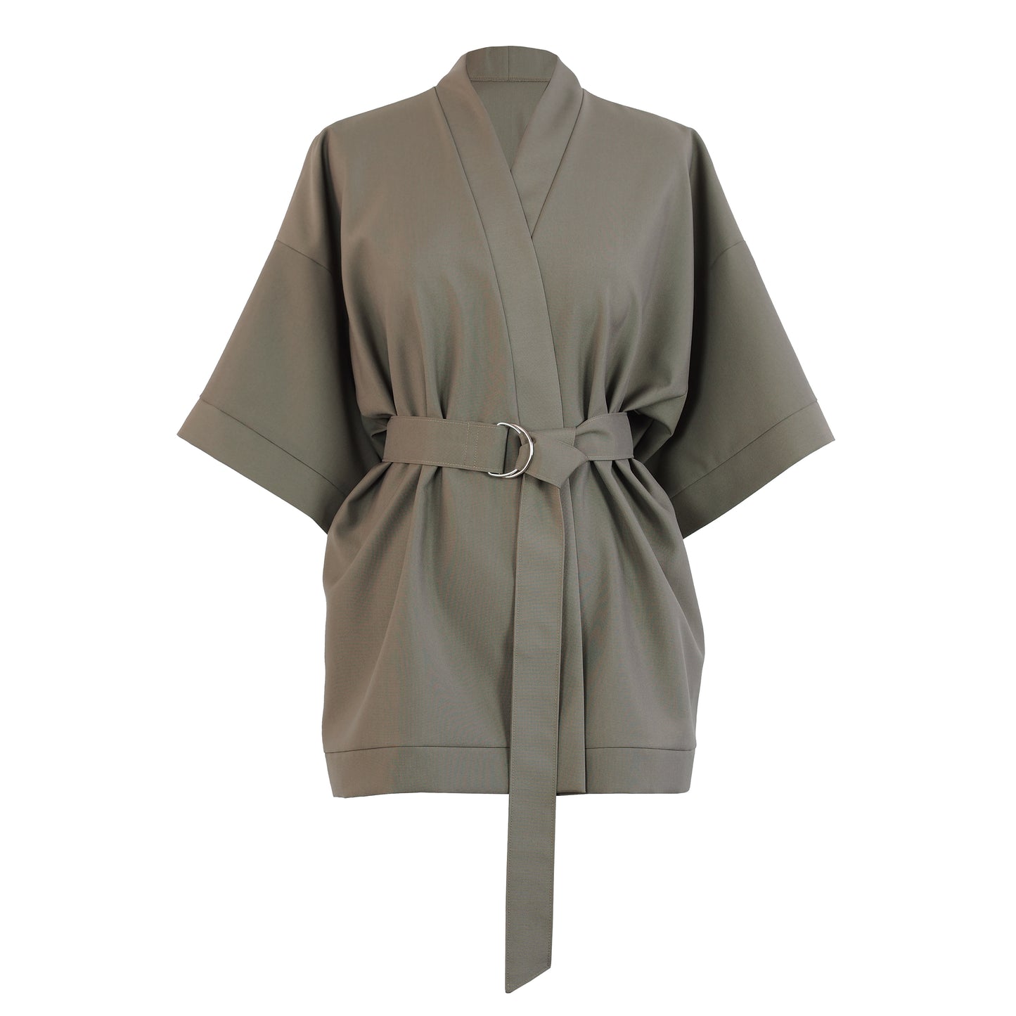 KHAKI WOOL KIMONO
