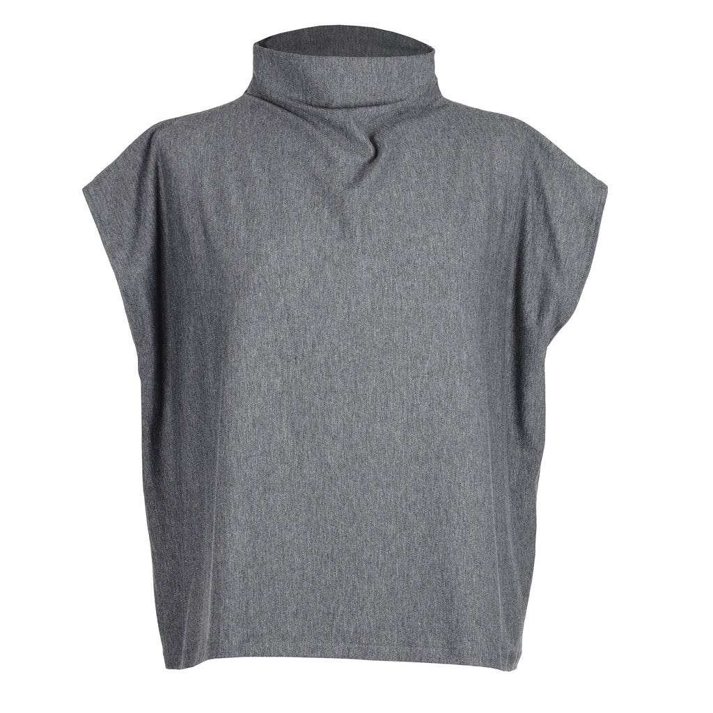 HIGH NECK GRAY BAMBOO T-SHIRT