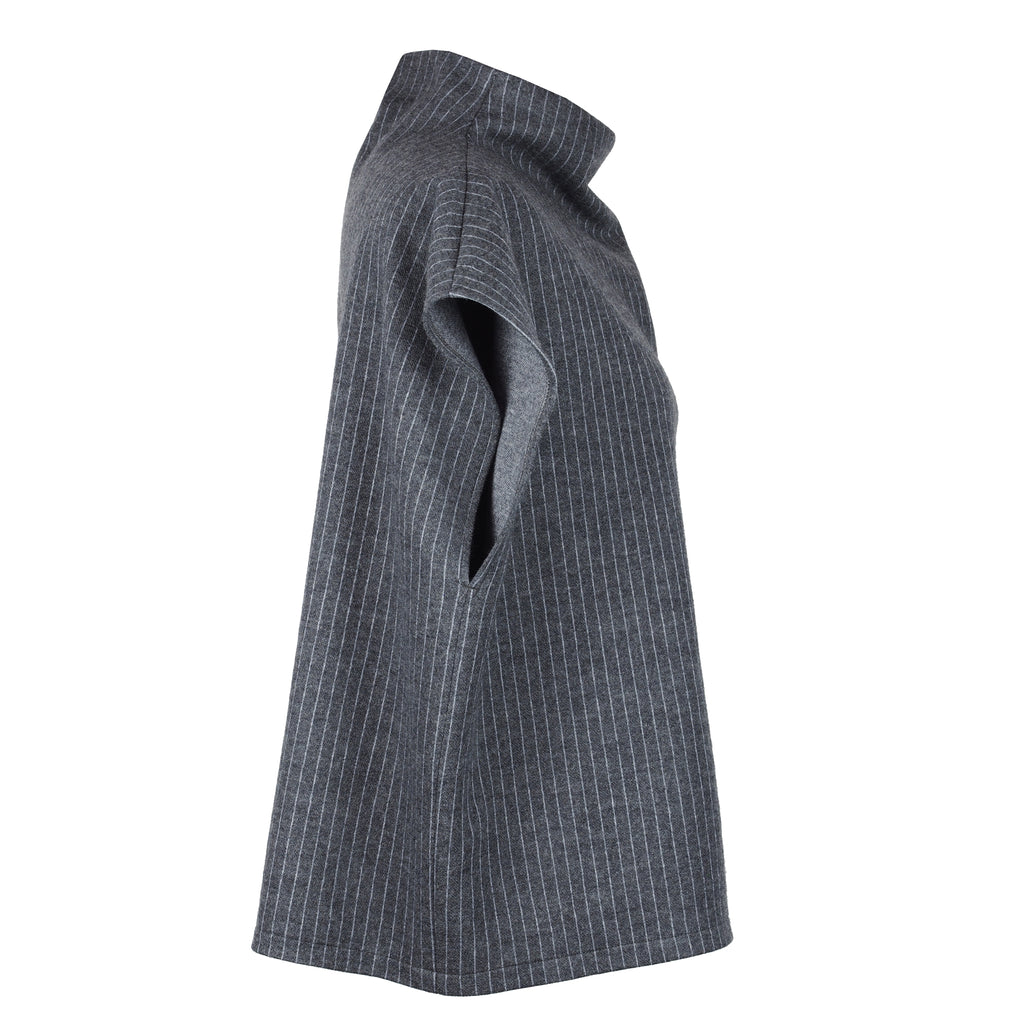 HIGH NECK PINSTRIPE WOOL VEST