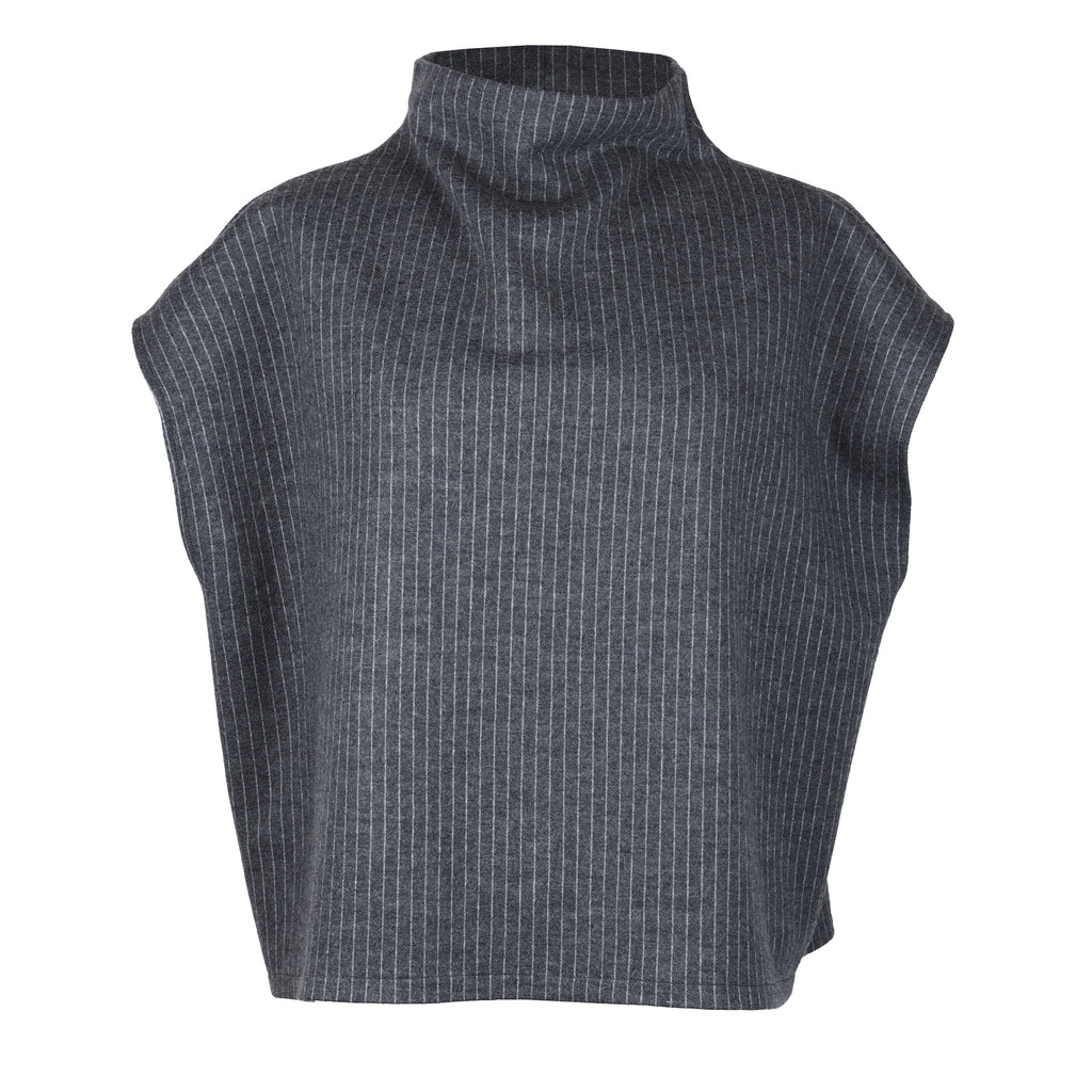 HIGH NECK PINSTRIPE WOOL VEST