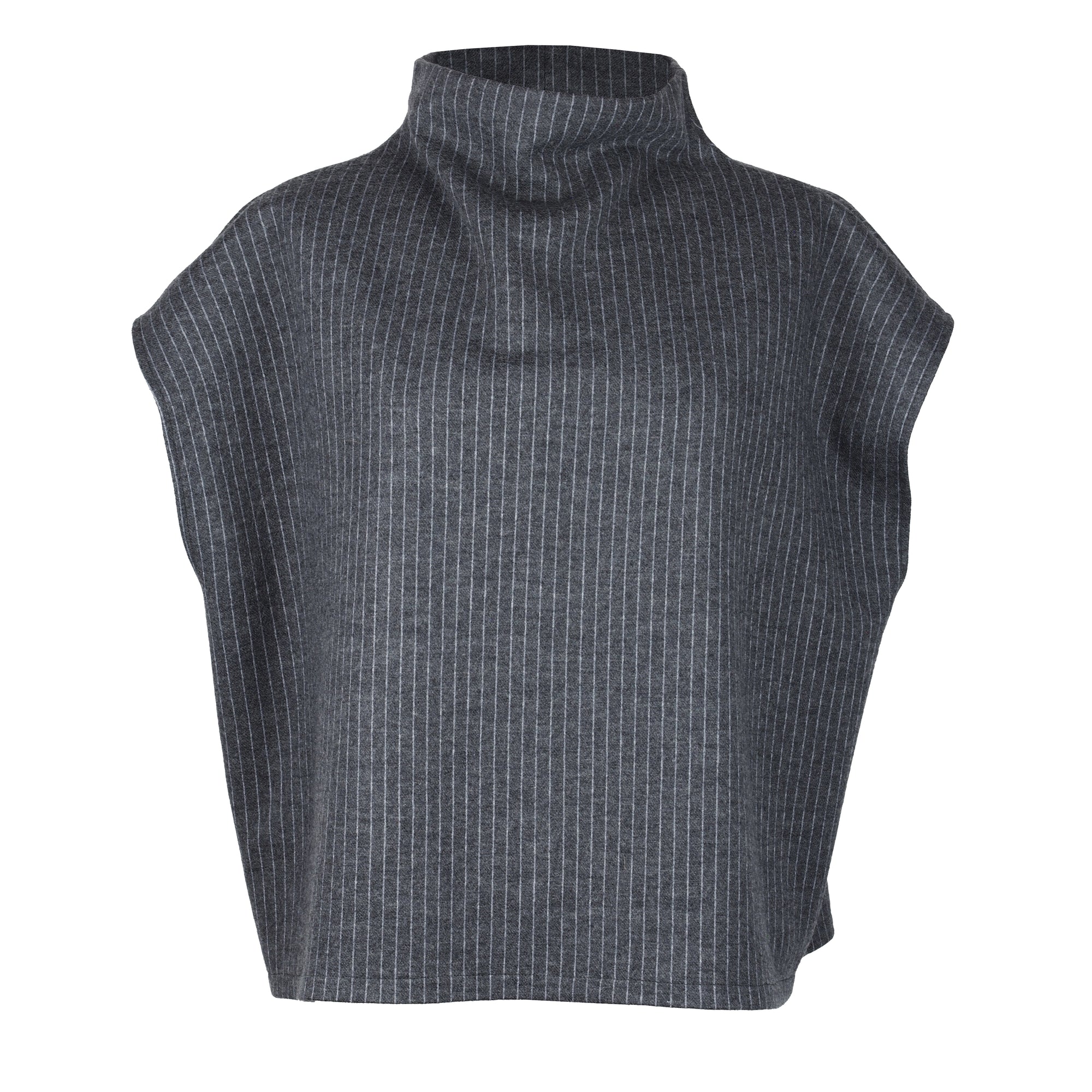 HIGH NECK PINSTRIPE WOOL VEST