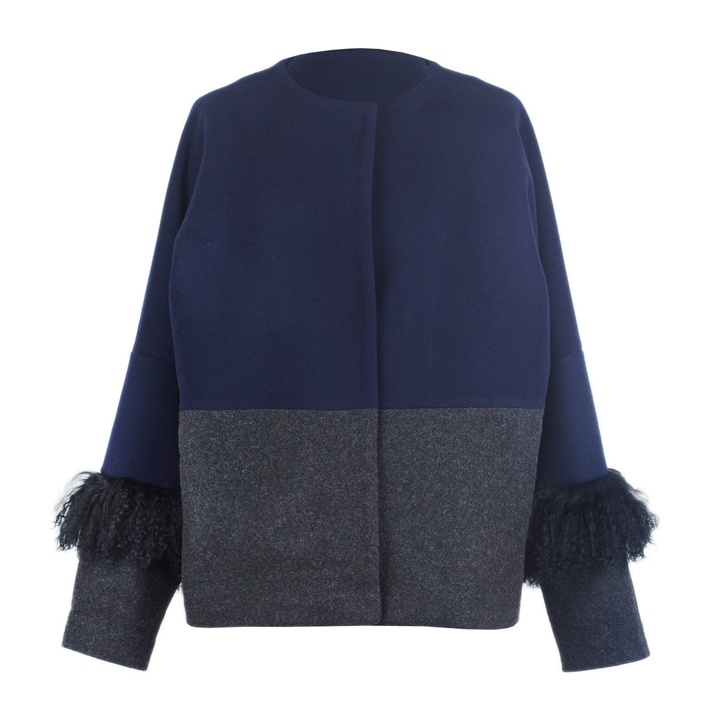 COLOR BLOCKING WOOL JACKET