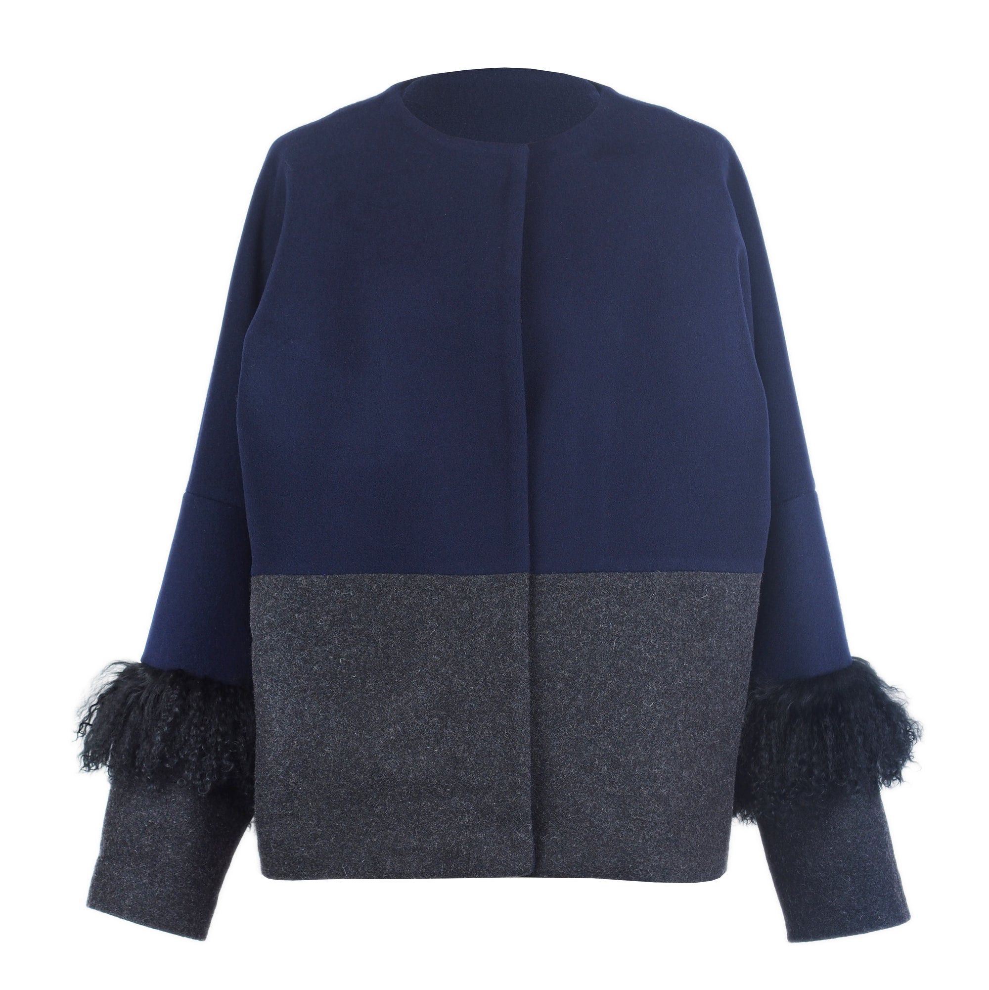 COLOR BLOCKING WOOL JACKET