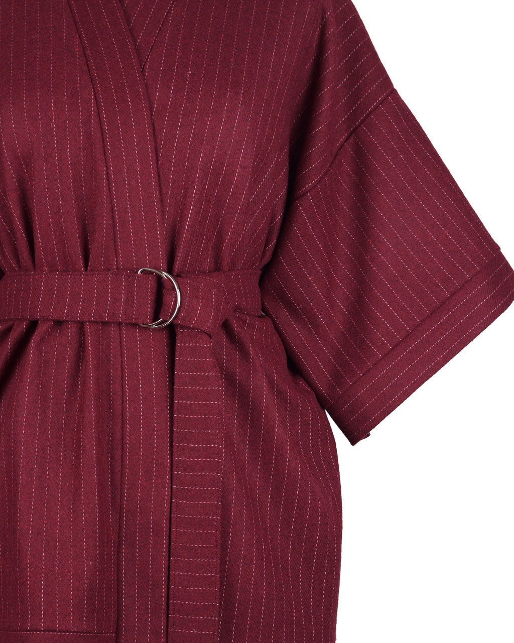 BURGUNDY PINSTRIPE WOOL KIMONO