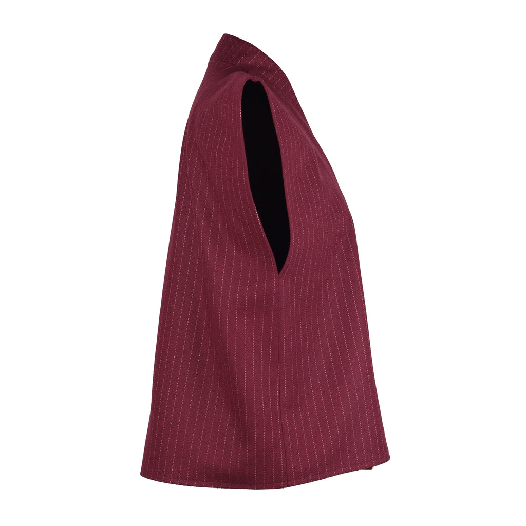 BURGUNDY PINSTRIPE WOOL WAISTCOAT