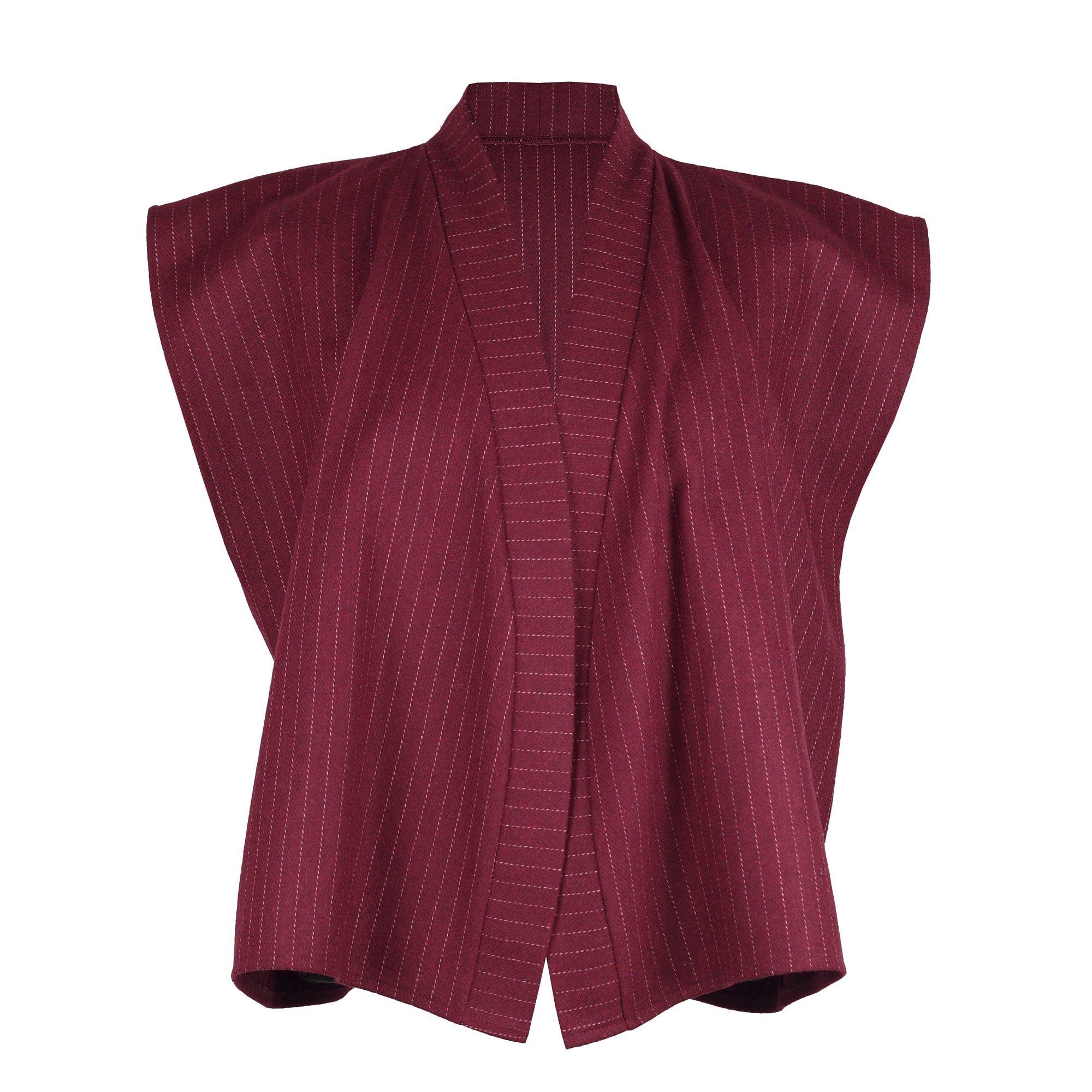 BURGUNDY PINSTRIPE WOOL WAISTCOAT