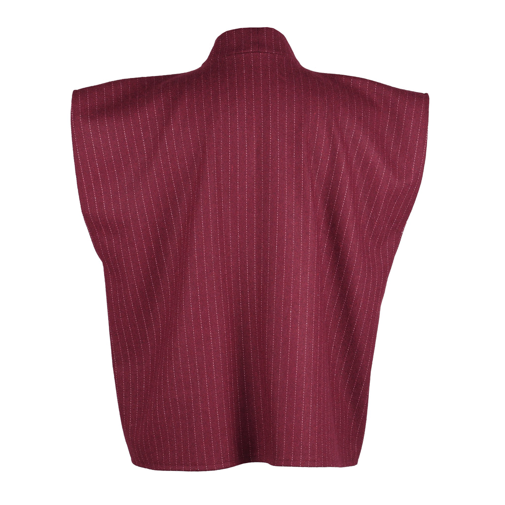 BURGUNDY PINSTRIPE WOOL WAISTCOAT