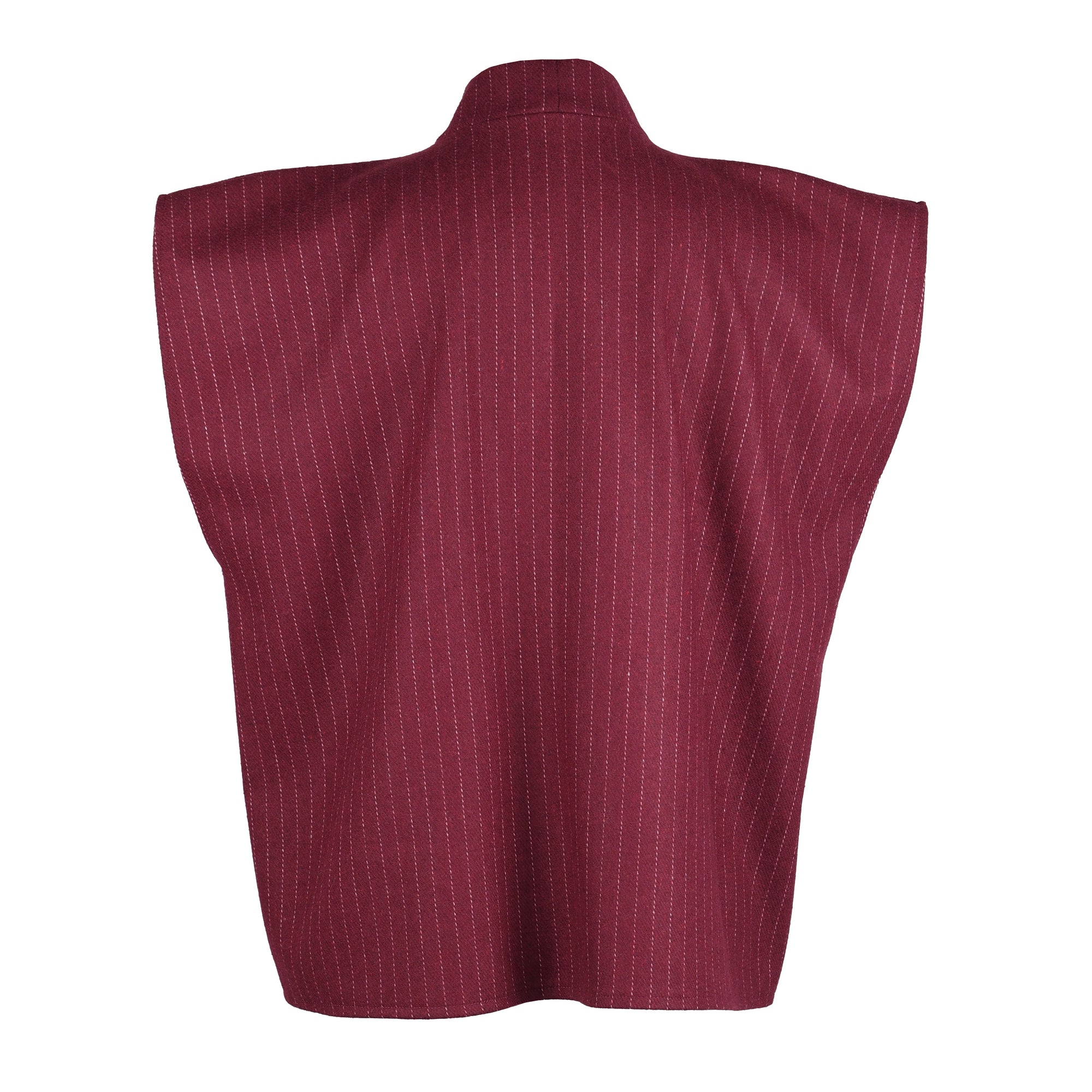 BURGUNDY PINSTRIPE WOOL WAISTCOAT