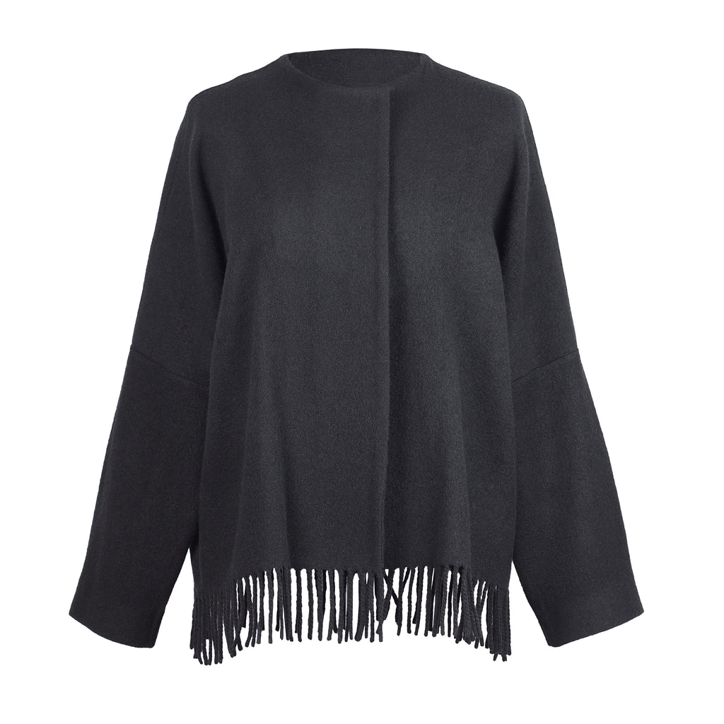 UPCYCLED BLACK FRINGE JACKET