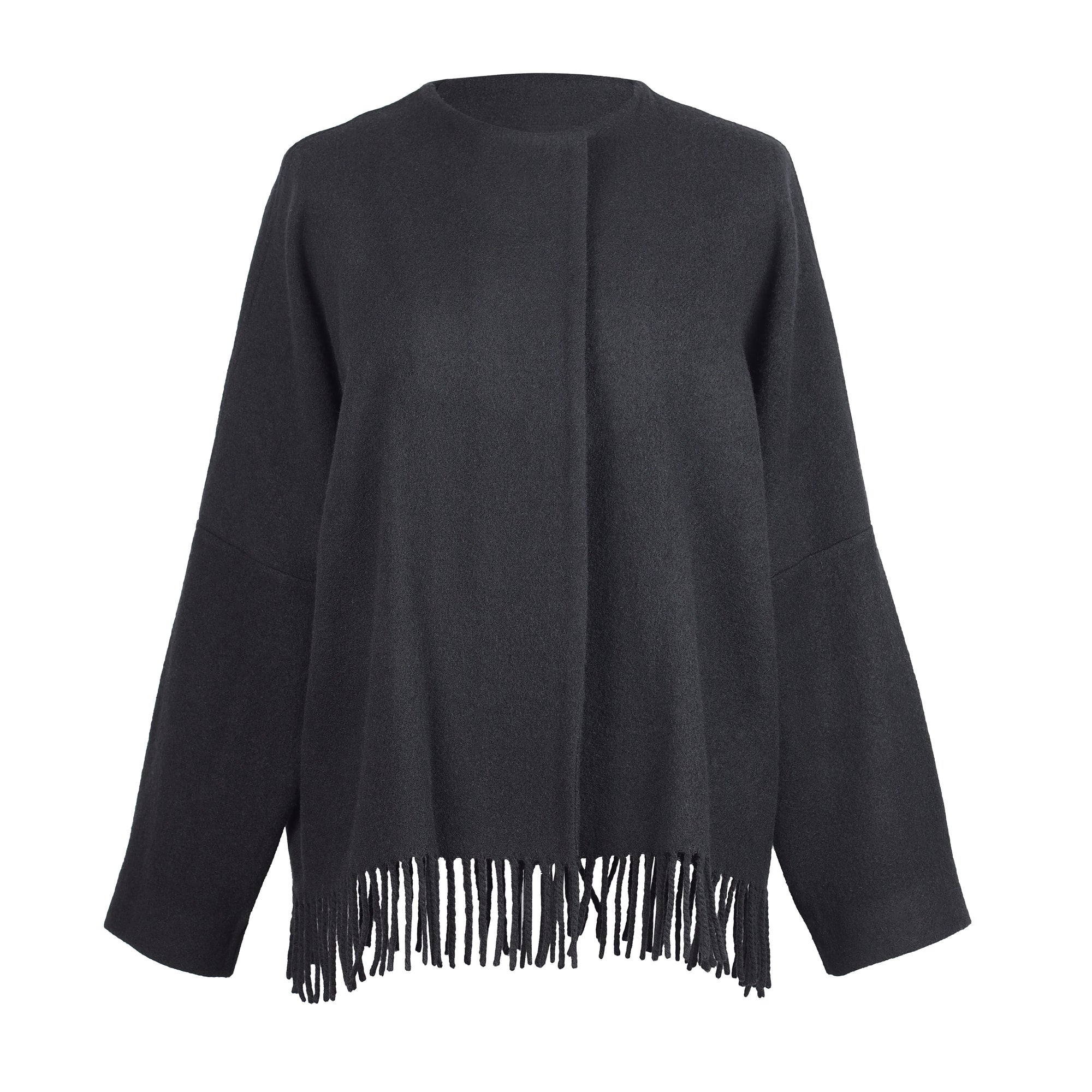 UPCYCLED BLACK FRINGE JACKET