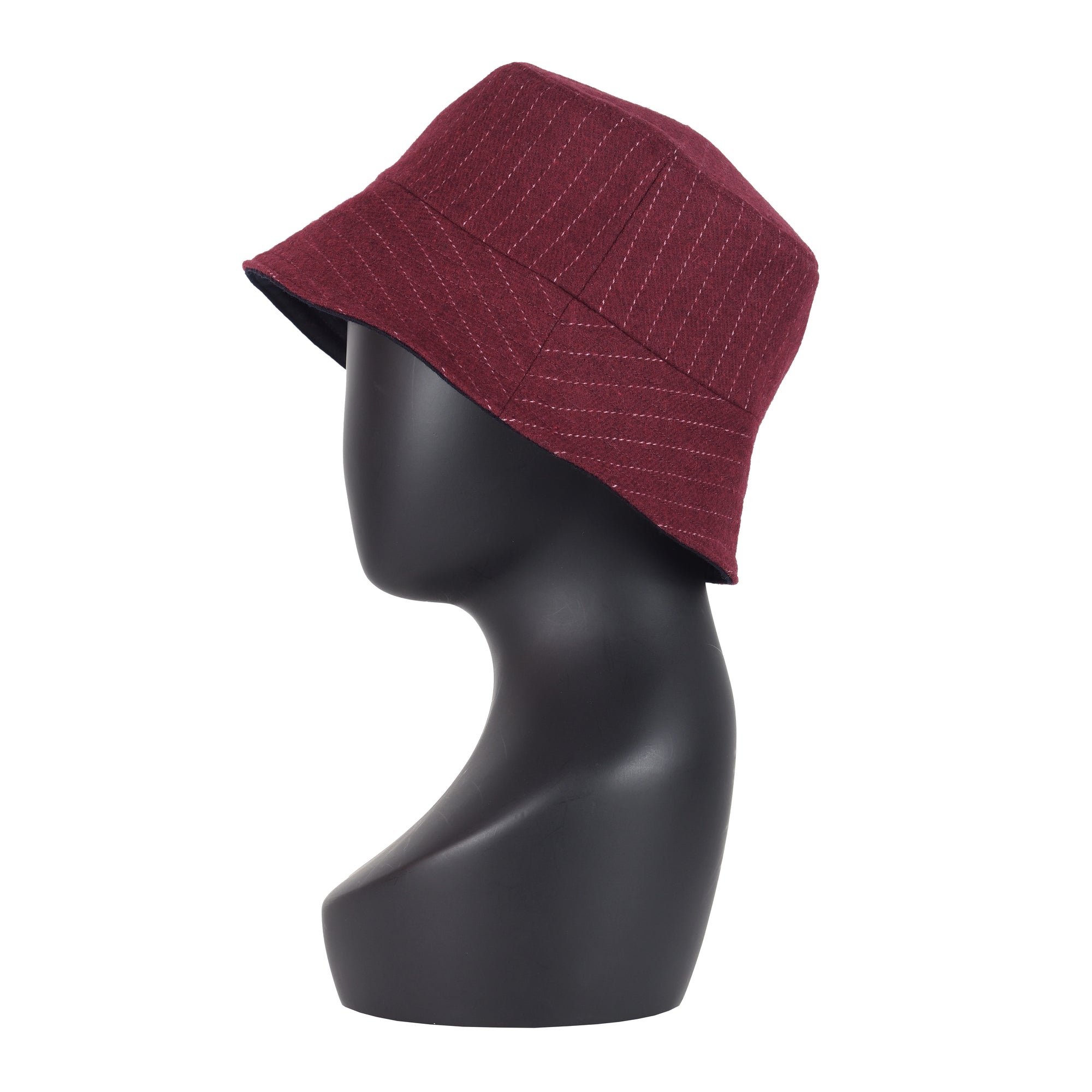 UPCYCLED BURGUNDY WOOL BUCKET HAT