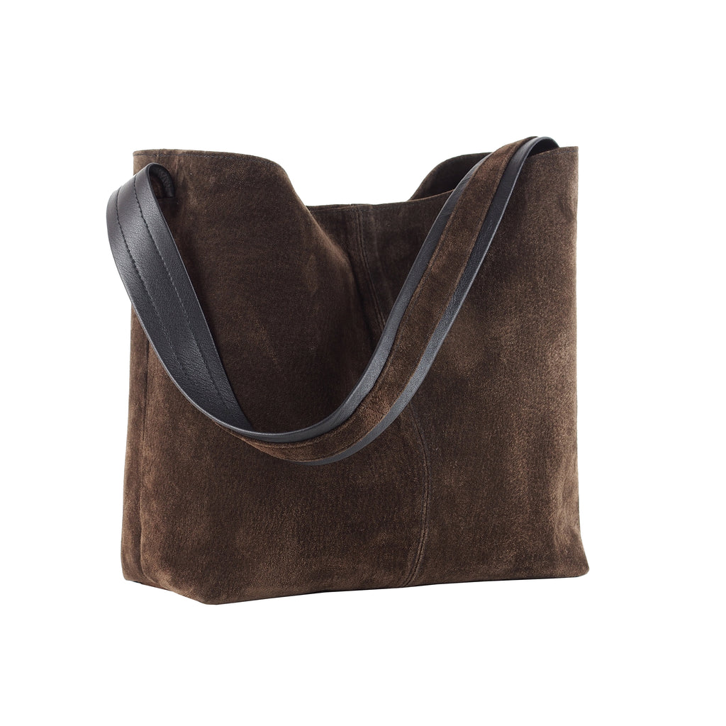 CHOCOLATE BROWN SUEDE TOTE BAG