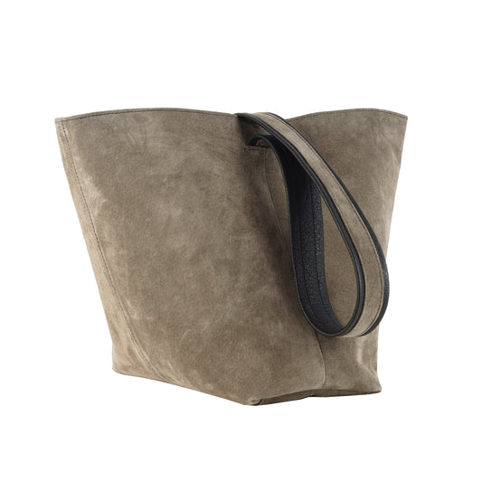 KHAKI SUEDE TOTE BAG