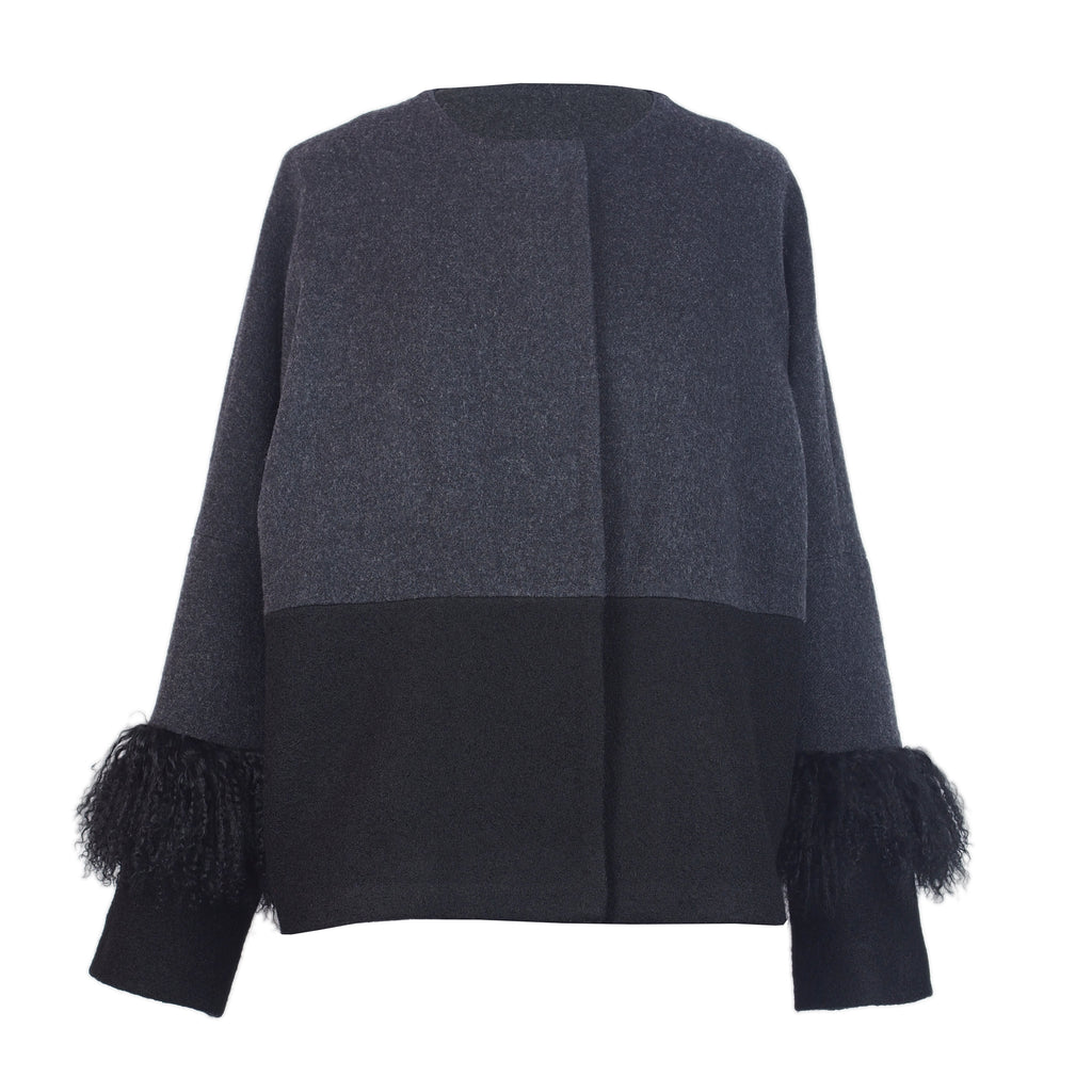 COLOR BLOCKING WOOL JACKET