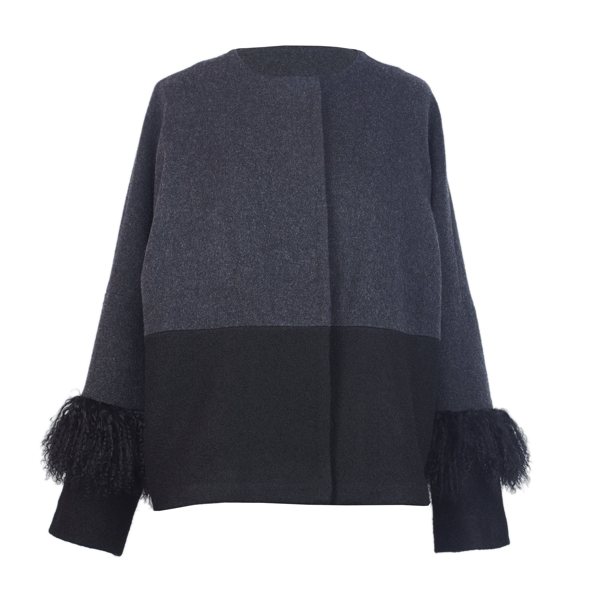 COLOR BLOCKING WOOL JACKET