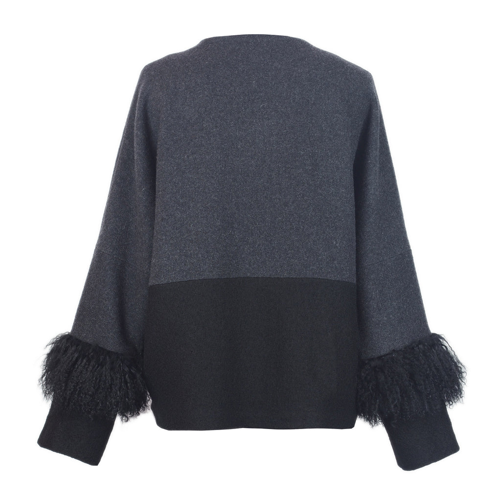 COLOR BLOCKING WOOL JACKET
