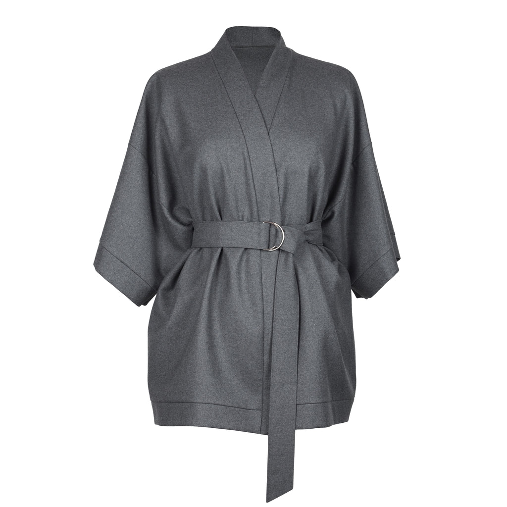 GRAY WOOL KIMONO