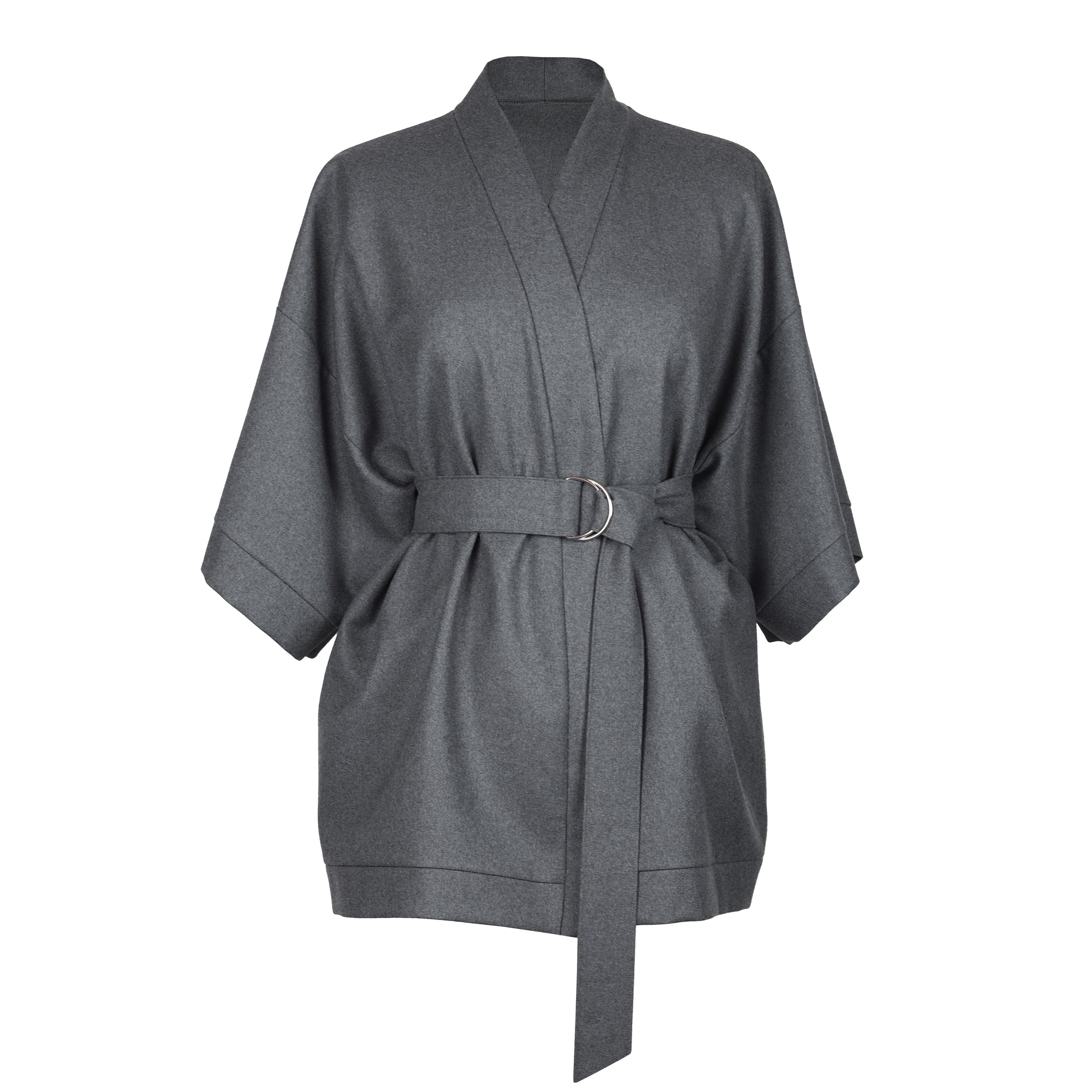 GRAY WOOL KIMONO