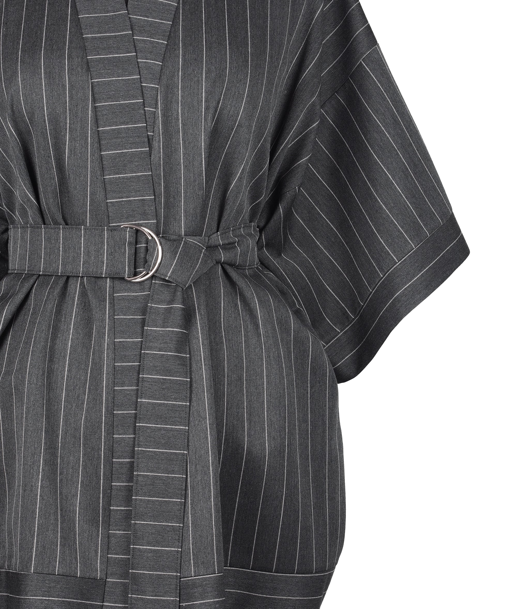 GRAY PINSTRIPE KIMONO