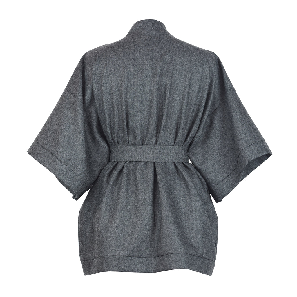 DARK GRAY WOOL KIMONO