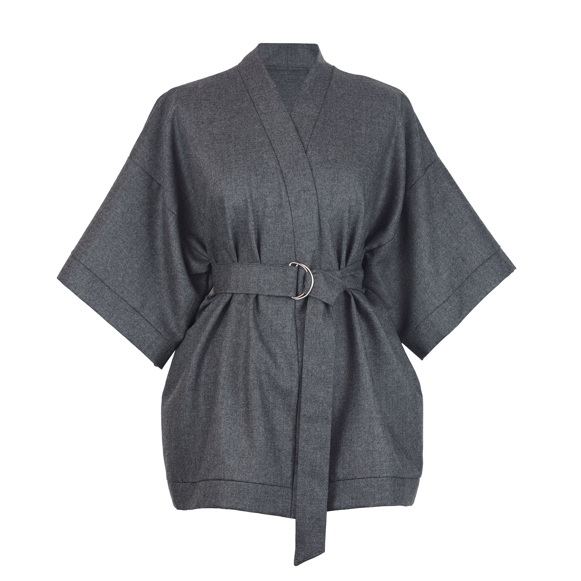 DARK GRAY WOOL KIMONO
