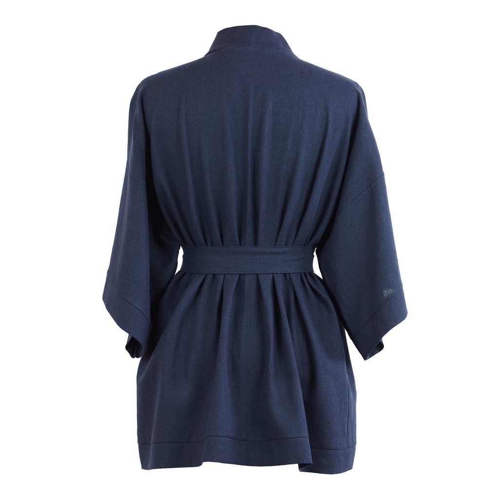 NAVY BLUE LINEN KIMONO