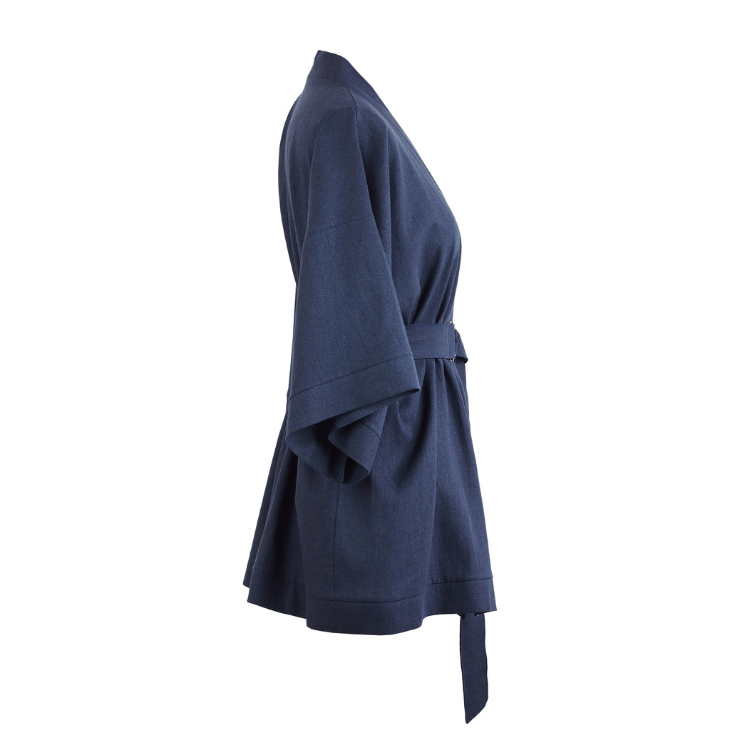 NAVY BLUE LINEN KIMONO
