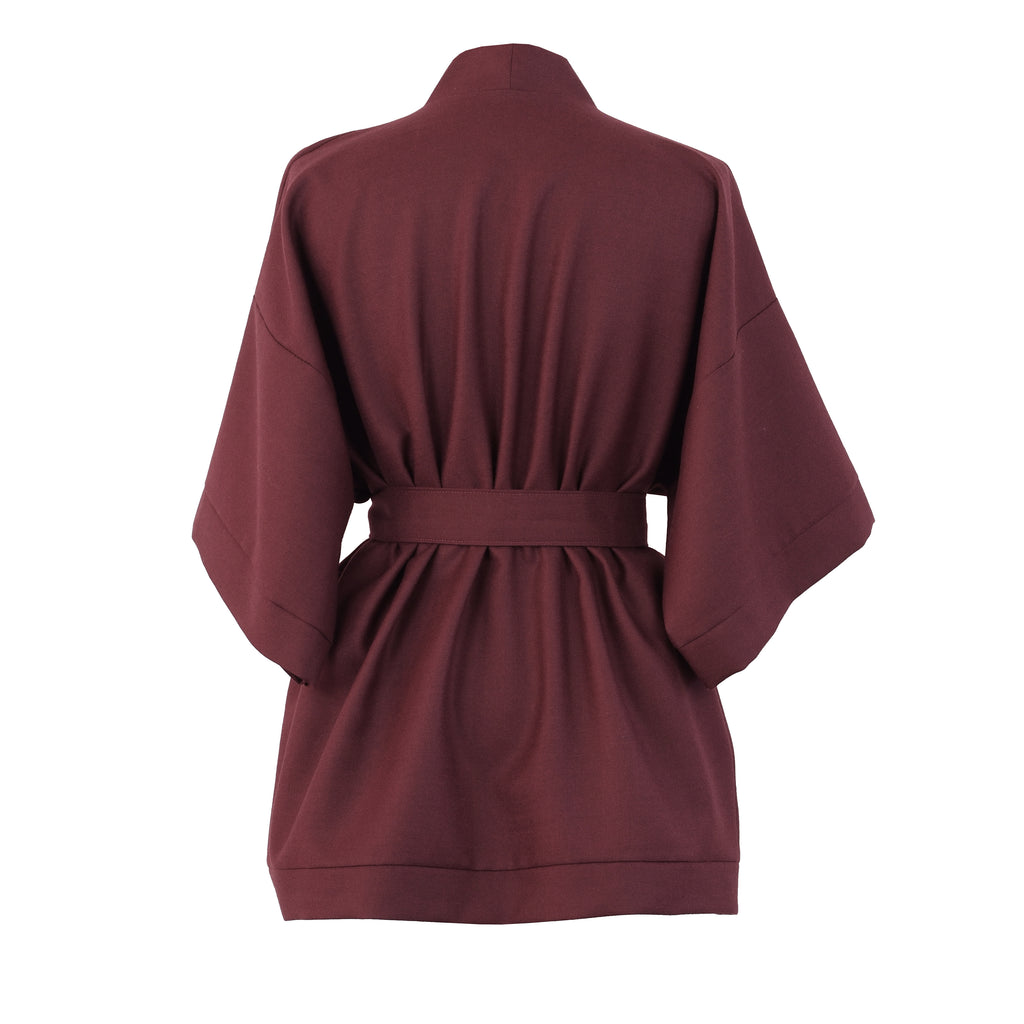 BURGUNDY WOOL KIMONO