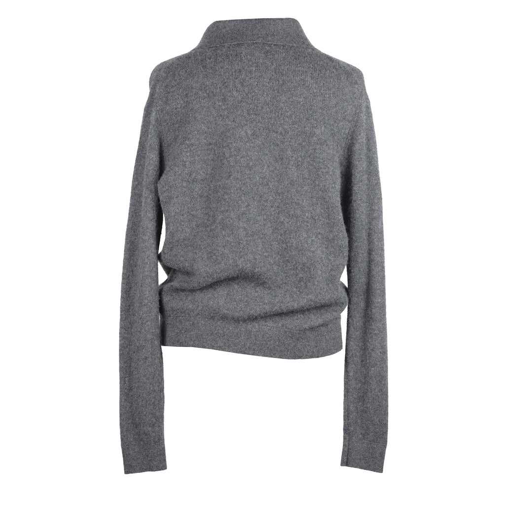 GRAY CASHMERE POLO SWEATER