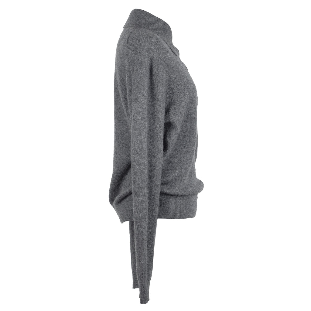 GRAY CASHMERE POLO SWEATER