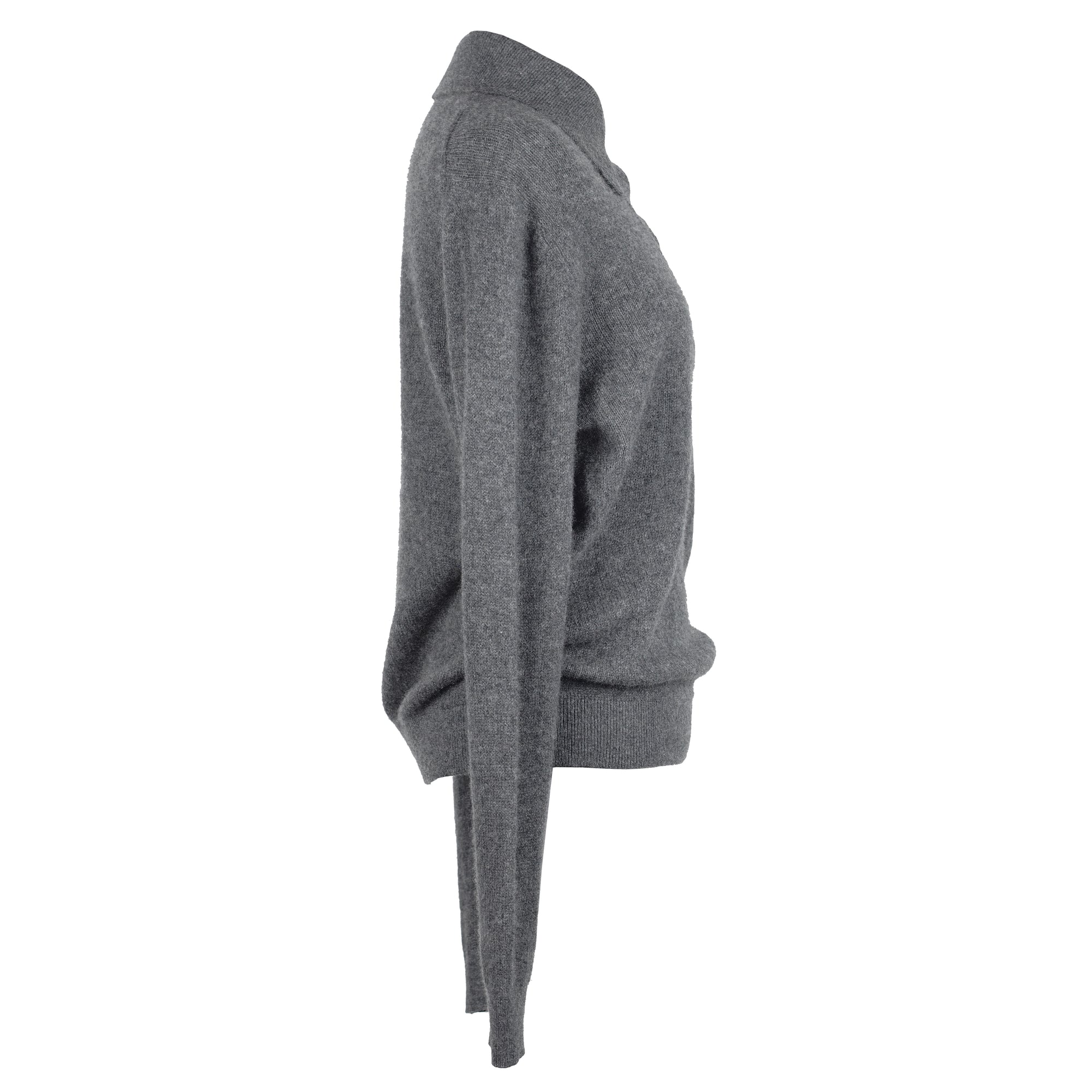 GRAY CASHMERE POLO SWEATER