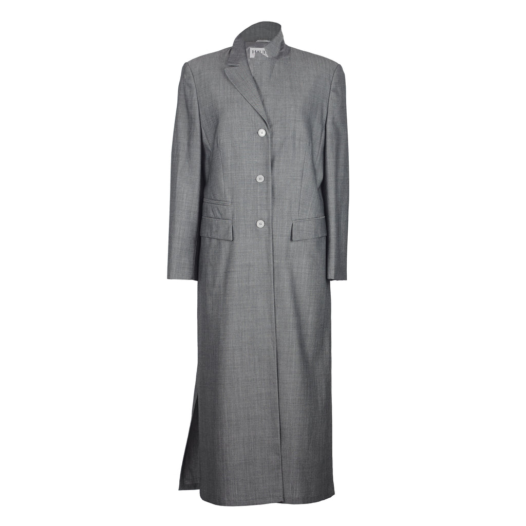 GRAY WOOL TRENCH COAT